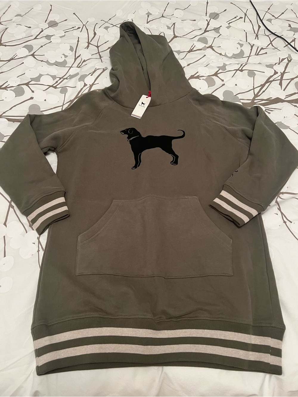 The Black Dog Olive Green Hoodie with Black Dog Graphic
